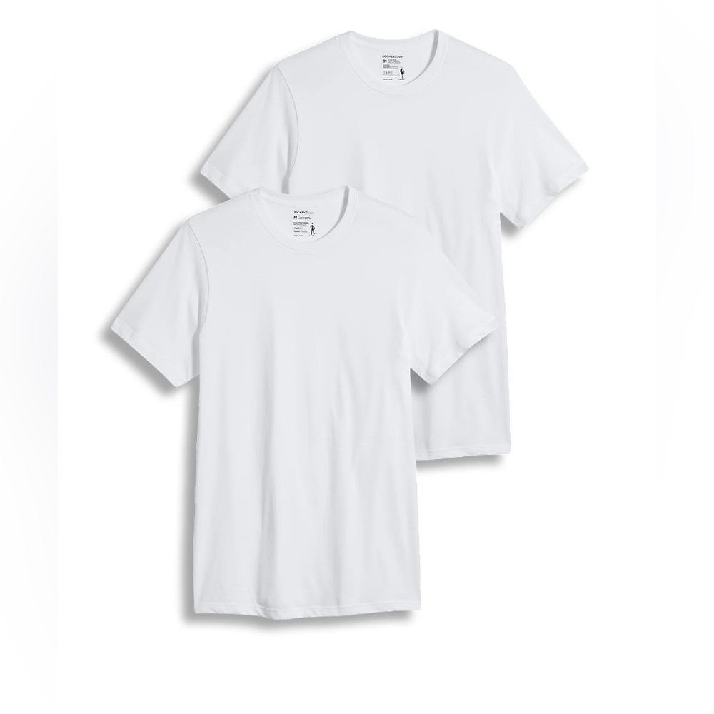 NWT Jockey Essentials Men’s White Crew Neck T-Shirts 2 Pack XL